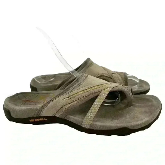 Merrell silver lining womens sandals 6 37 beige yellow suede walking outdoors - Picture 1 of 13